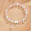 Cat's Eye & Pink Crystal Bell Tassel Bracelet — Delicate Charm Bracelet for Love & Positivity Buddha Tibet