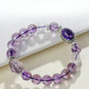 Amethyst Tower Crystal Bracelet — Natural Point Cut with Geometric Box Charm Buddha Tibet