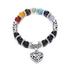 Chakra Healing Bracelet - Natural Stone Heart Charm Bracelet for Balance & Energy - Buddha Tibet xd00050