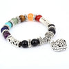 Chakra Healing Bracelet - Natural Stone Heart Charm Bracelet for Balance & Energy - Buddha Tibet xd00050
