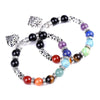 Chakra Healing Bracelet - Natural Stone Heart Charm Bracelet for Balance & Energy - Buddha Tibet xd00050