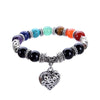 Chakra Healing Bracelet - Natural Stone Heart Charm Bracelet for Balance & Energy - Buddha Tibet xd00050