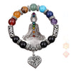 Chakra Healing Bracelet - Natural Stone Heart Charm Bracelet for Balance & Energy - Buddha Tibet xd00050