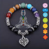 Chakra Healing Bracelet - Natural Stone Heart Charm Bracelet for Balance & Energy - Buddha Tibet xd00050