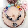 Chakra Healing Bracelet - Natural Stone Heart Charm Bracelet for Balance & Energy - Buddha Tibet xd00050