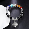 Chakra Healing Bracelet - Natural Stone Heart Charm Bracelet for Balance & Energy - Buddha Tibet xd00050