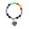 Chakra Healing Bracelet - Natural Stone Heart Charm Bracelet for Balance & Energy - Buddha Tibet xd00050