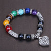Chakra Healing Bracelet - Natural Stone Heart Charm Bracelet for Balance & Energy - Buddha Tibet xd00050