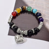 Chakra Healing Bracelet - Natural Stone Heart Charm Bracelet for Balance & Energy - Buddha Tibet xd00050