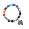 Chakra Healing Bracelet - Natural Stone Heart Charm Bracelet for Balance & Energy - Buddha Tibet xd00050