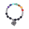 Chakra Healing Bracelet - Natural Stone Heart Charm Bracelet for Balance & Energy - Buddha Tibet xd00050