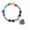 Chakra Healing Bracelet - Natural Stone Heart Charm Bracelet for Balance & Energy - Buddha Tibet xd00050