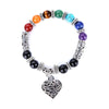 Chakra Healing Bracelet - Natural Stone Heart Charm Bracelet for Balance & Energy - Buddha Tibet xd000501