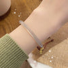 Chalcedony Half-Bangle with Garnet — Adjustable New-Chinese Style - Half-Bangle with GarnetBuddha Tibet