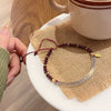 Chalcedony Half-Bangle with Garnet — Adjustable New-Chinese Style - Half-Bangle with GarnetBuddha Tibet