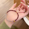 Chalcedony Half-Bangle with Garnet — Adjustable New-Chinese Style - Half-Bangle with GarnetBuddha Tibet