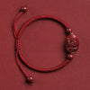 Chinese Zodiac Guardian Deity Bracelet — 2026 Horse Year Red String - Wine Red — Horse: MahasthamapraptaBuddha Tibet