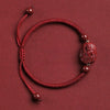 Chinese Zodiac Guardian Deity Bracelet — 2026 Horse Year Red String - Wine Red — Rabbit: ManjushriBuddha Tibet