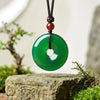 Chrysoprase Peace Buckle Pendant — Natural Green Jade for Protection - Buddha Tibet xd00076