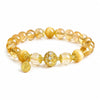 Citrine & Tiger Eye Wealth Charm Bracelet — Natural Tower Crystal With Gold Rutile Beads - Wealth Plate — Citrine, Golden Tiger Eye & RutileBuddha Tibet