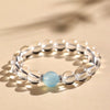 Clear Quartz & Aquamarine Bead Bracelet — Cool Stones for a Clear Head - 8mm BeadsBuddha Tibet