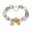 Clear Quartz Bow Bracelet — Delicate Bead Bracelet with Snow Crystal Charm Buddha Tibet