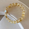 Citrine & Nephrite Jade Gourd Bracelet — 7A Yellow Crystal With Water Foam Jade Charm