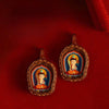 Hand-Painted Tsatsa Pendant — Miniature Tibetan Buddhist Guardian in Leather Frame Buddha Tibet