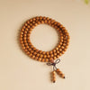 Aged Peach Wood 108-Bead Mala Bracelet — Traditional Wood Prayer Beads for Protection & Daily Practice Buddha Tibet