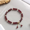Three - Bead Garnet Bracelet — Minimal Natural Stone Stack for Everyday Wear - Buddha Tibet