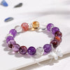 Nine Purple Fire Amethyst Tassel Bracelet — Butterfly & Leaf Crystal Charm Strand for Luck Buddha Tibet