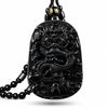 Dragon Necklace - Black Obsidian Carved Pendant for Luck & Success Buddha Tibet