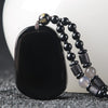 Dragon Necklace - Black Obsidian Carved Pendant for Luck & Success - Buddha Tibet xd00039