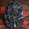 Dragon Necklace - Black Obsidian Carved Pendant for Luck & Success - Buddha Tibet xd00039