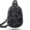 Dragon Necklace - Black Obsidian Carved Pendant for Luck & Success - Buddha Tibet xd00039