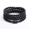 Dragon & Phoenix Black Obsidian Wrap Bracelet Set — Eternal Love Built on Honesty - Buddha Tibet xd00123