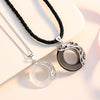 Dragon & Phoenix Couple Necklace - Black Obsidian & Cat's Eye Pendant for Love & Protection - Buddha Tibet xd00045