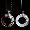 Dragon & Phoenix Couple Necklace - Black Obsidian & Cat's Eye Pendant for Love & Protection - Buddha Tibet xd00045