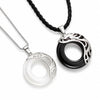 Dragon & Phoenix Couple Necklace - Black Obsidian & Cat's Eye Pendant for Love & Protection Buddha Tibet