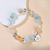 Zodiac White Crystal Bead Bracelet — Natural Stone Stretch Bracelet by Birth Sign