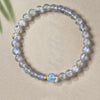 Gray Moonstone & Aquamarine Bracelet 8mm — Luck Transfer Bead for Calm & Good Fortune Buddha Tibet