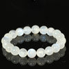 White Moonstone Bracelet — Ice-Grade Natural Stone, Choose Your Bead Size Buddha Tibet