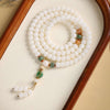 White Bodhi Root Mala Bracelet — 108-Bead Buddhist Prayer Beads for Calm & Clarity Buddha Tibet