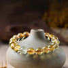 Citrine Bracelet With 5 Stone Pairings — Green Phantom, Agate, Sandalwood, Amber & Tiger Eye