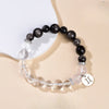 Zodiac White Crystal Bead Bracelet — Natural Stone Stretch Bracelet by Birth Sign