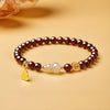 Garnet & Hetian Jade Bracelet — Lucky Charm Bead Bracelet for Wealth & Protection - Hetian Jade GourdBuddha Tibet