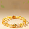 Citrine & Gold Rutile Luck Bead Bracelet — Natural Yellow Crystal With Golden Thread Inclusions