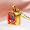 Tibetan Ghau Locket Necklace — Opening Shrine Pendant with Thangka Deity Art Buddha Tibet