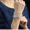 White Crystal 108-Bead Mala Bracelet — Tibetan Barrel-Cut with Colorful Cord Buddha Tibet
