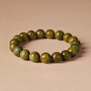 Green Sandalwood Mala Bracelet with Cinnabar & Agate — Natural Wood Beads for Grounding & Intention Buddha Tibet
